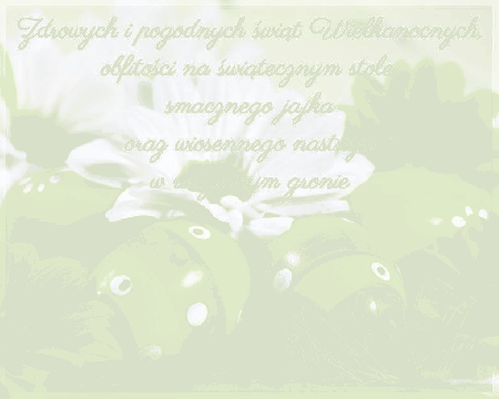 Pisanki wśród kwiatów z życzeniami